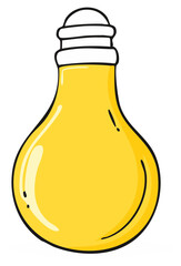 Cartoon yellow lightbulb icon for idea and innovation concept illustration