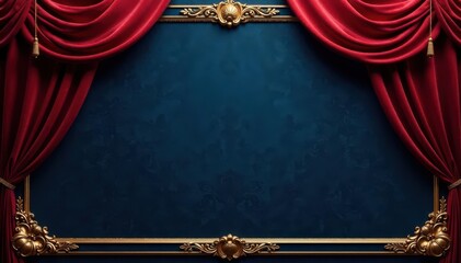 Dark velvet backdrop with golden embossed frame, border, voucher, texture