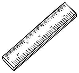 Simple Illustration of a Ruler for Measuring and Drawing Dimensions and Lengths