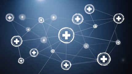 Healthcare Support System Background Features a Network of Symbols With Space for Text and Information