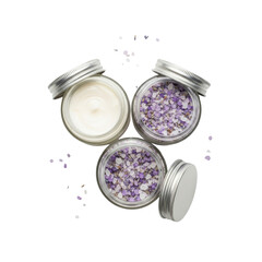 Lavender Bath Salt and Cream Jars Isolated