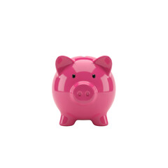 Pink Piggy Bank on Transparent Background
