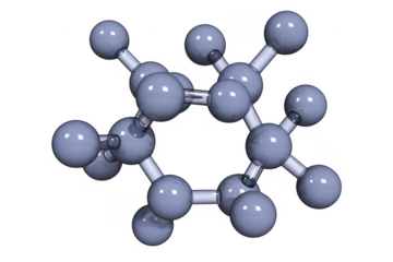 Gray molecular structure model with balls and sticks isolated on a transparent background