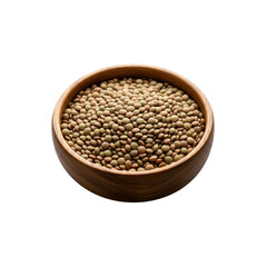 Bowl full of brown lentils isolated on Transparent Background