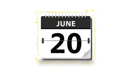 A clear graphical representation of June 20th on a classic calendar icon for scheduling important events. This visual marker serves as a perfect