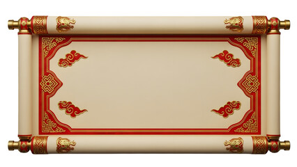 Lunar new year scroll isolated on transparent background for chinese new year celebrations
