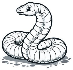 Fototapeta premium Playful cartoon segmented snake illustration coiled and smiling