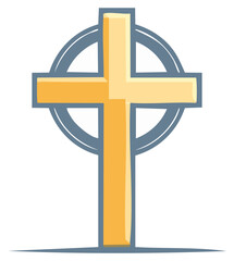 Obraz premium Celtic Cross Symbol With Shadow Illustration. Christian Religion Symbol. Decorative Religious Element.