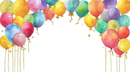 Watercolor Balloons with Gold Glitter for Party Decorations