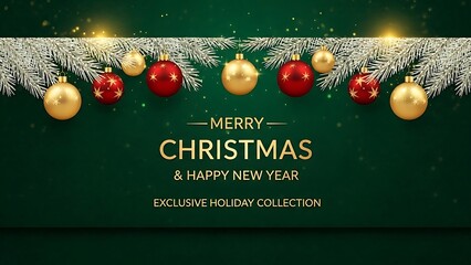 Merry Christmas holiday greeting card illustration with billiard balls on a green table under snow
