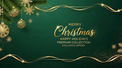 Vintage gold floral vector frame design for a Merry Christmas and Happy New Year greeting card banner