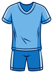 Naklejka premium Blank blue soccer uniform cartoon illustration with jersey and shorts