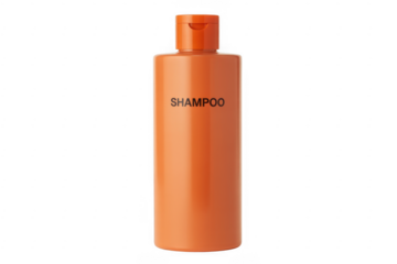 Orange shampoo bottle product isolated on a transparent background