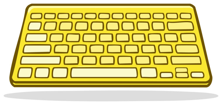 Cartoon Keyboard Illustration with Keys and Shadow