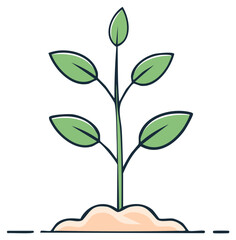 Obraz premium Green Sprout Plant Emerging From Soil Simple Flat Vector Illustration