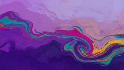 Fotobehang Violet Vibrant swirling patterns dance across a purple landscape viewed from above.  © Stock Image Zone