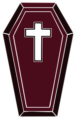 Obraz premium Dark Red Coffin with White Cross Symbol Illustration for Death and Mourning Concepts
