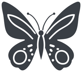 Stylized butterfly icon with patterned open wings. Simple insect silhouette graphic.