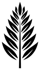 Fototapeta premium Stylized black leaf silhouette against a white background abstract graphic design