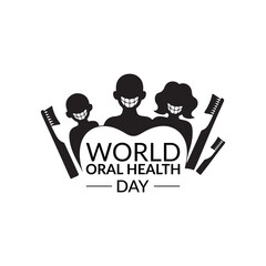 World Oral Health Day Black Minimal Dental Awareness on White Background.