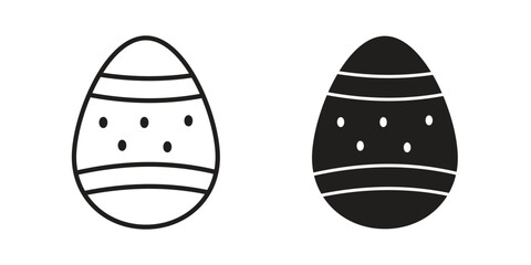 Easter egg icons in black glyph and liner versions for design.