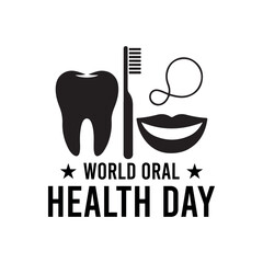 World Oral Health Day Black Minimal Dental Awareness on White Background.