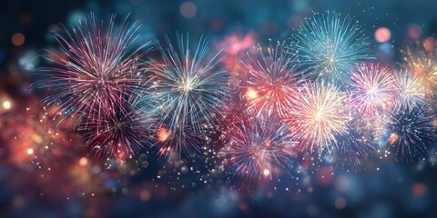 Vibrant Fireworks Display in the Night Sky