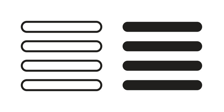 Hamburger menu icons in black glyph and liner versions for design.