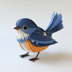 Obraz premium Colorful paper bird standing elegantly on a smooth surface indoors