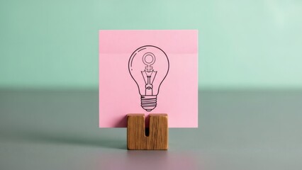 Womans Idea Bulb Pink note with a Venus symbol lightbulb design.