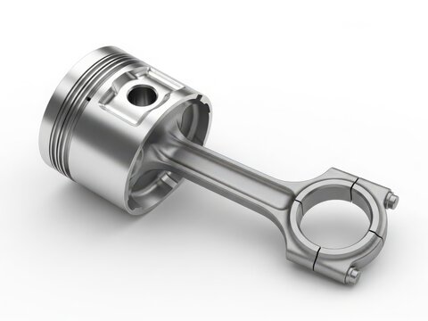 Metal piston and connecting rod assembly