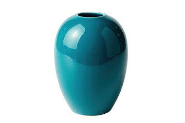 Teal Glossy Ceramic Vase teal vase glossy vase isolated on a transparent background
