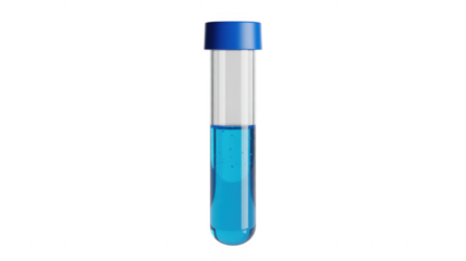 Test tube with blue liquid laboratory science isolated on a transparent background