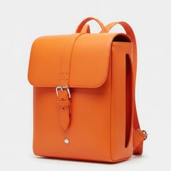 Bright orange leather backpack