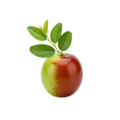 Fresh jujube fruit with leaves on Transparent Background