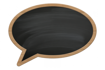 Wooden speech bubble chalkboard empty blank isolated on a transparent background