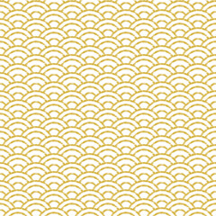 青海波文様  シームレス　手描き　金　背景透明