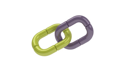 Obraz premium Yellow and purple metal chain links yellow chain purple chain isolated on a transparent background