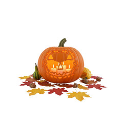 Glowing Halloween pumpkin decoration with candles