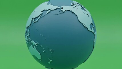 Stylized planet earth globe isolated on green background representing environment ecology sustainability global awareness and nature concept