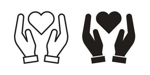 Obraz premium Life insurance icons in black glyph and liner versions for design.