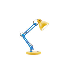 Yellow and blue desk lamp on Transparent Background