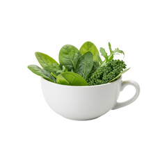 Spinach kale arugula in white cup