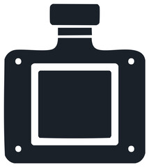 Minimalist rectangular perfume bottle icon with stopper and blank label area