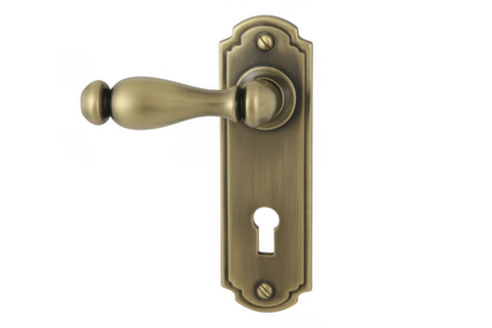 Antique brass door handle with keyhole vintage isolated on a transparent background - Powered by Adobe