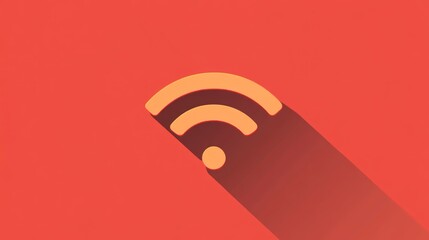 Orange wi fi symbol on red background wireless internet connectivity concept