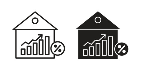Mortgage icons in black glyph and liner versions for design.