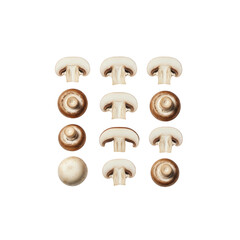 Fresh Mushrooms isolated on Transparent Background