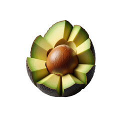 Avocado cut into wedges with pit