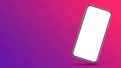 Smartphone with blank screen on vibrant pink and purple background